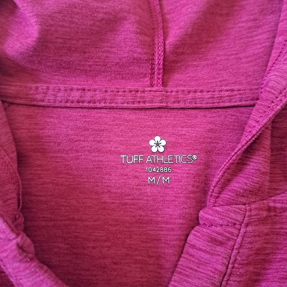 Tuff Athletics Activewear Top Pink Size Medium Long Sleeved Hooded Top Yoga - Picture 7 of 11